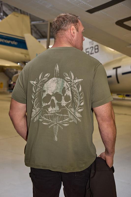 Men's  BadRhino Big & Tall Olive Green Skull Emblem Graphic T-Shirt