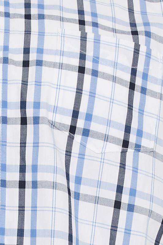 BadRhino Big & Tall White Blue & Grey Short Sleeve Checked Shirt | BadRhino 3