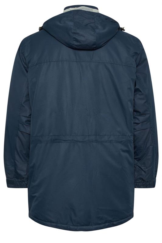 BadRhino Big & Tall Navy Blue Fleece Lined Hooded Coat | BadRhino 5