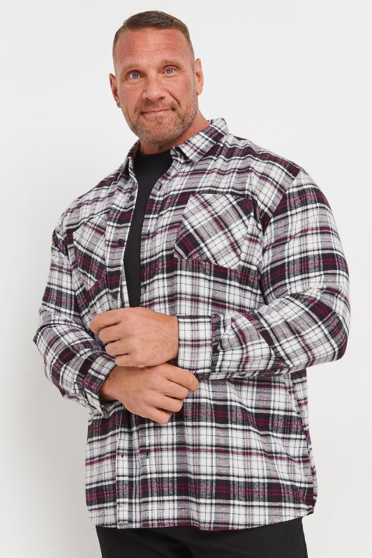 BadRhino Big & Tall Black Check Print Long Sleeve Flannel Shirt | BadRhino 2