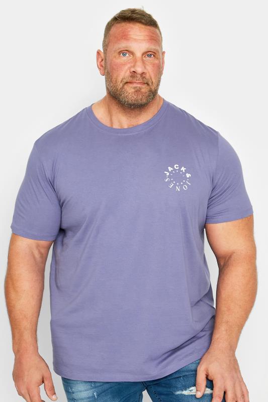 Men's  JACK & JONES Big & Tall Purple Crew Neck Logo T-Shirt