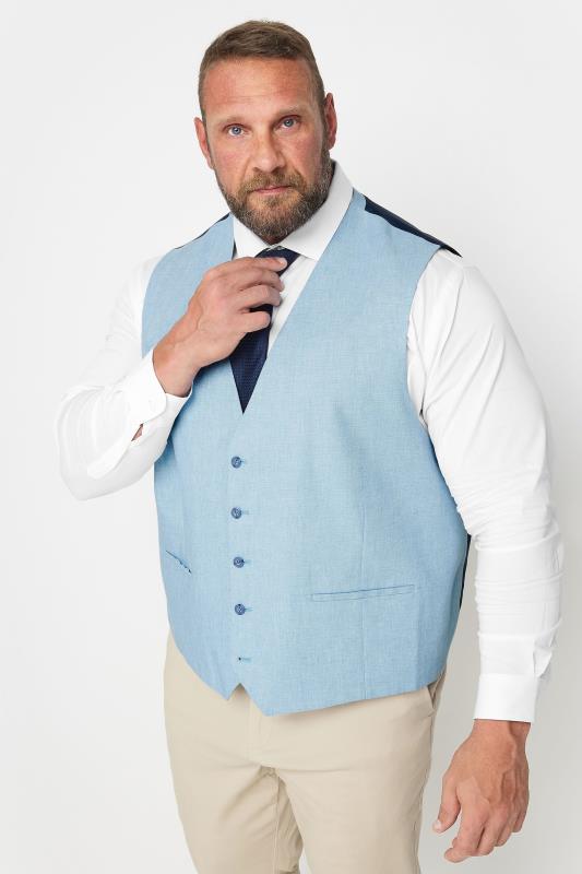 BadRhino Tailoring Big & Tall Light Blue Linen Suit Waistcoat | BadRhino 3