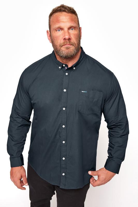 Men's  BadRhino Big & Tall Navy Blue Poplin Long Sleeve Shirt