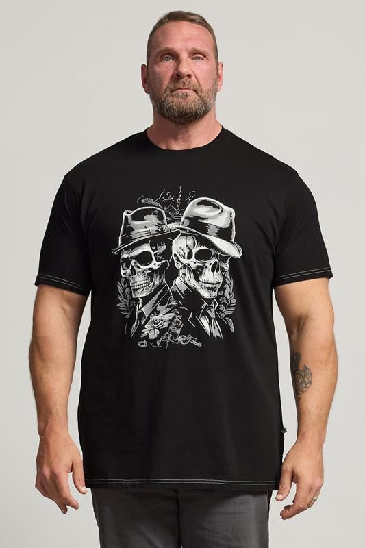  KAM Big & Tall Black Gentleman Skull T-Shirt