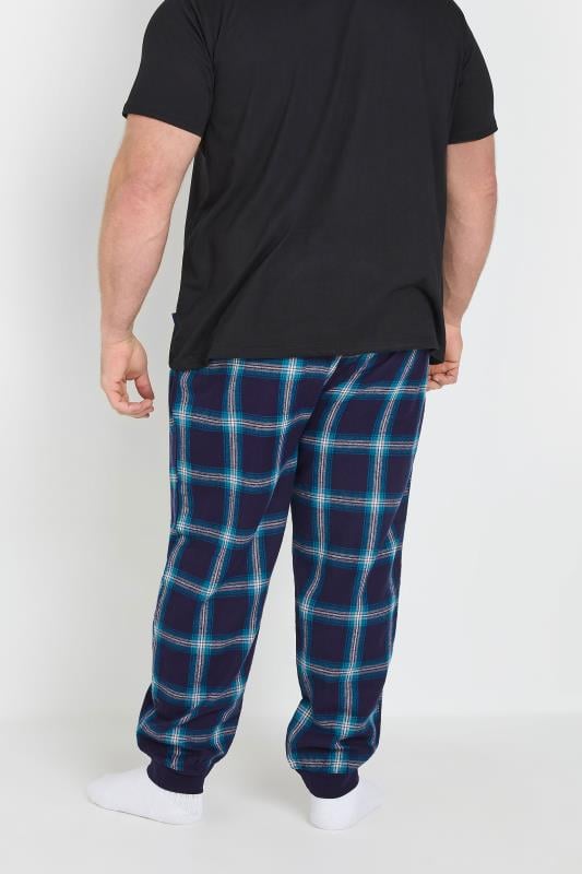 BadRhino Big & Tall Blue Check Print Pyjama Trousers | BadRhino 3