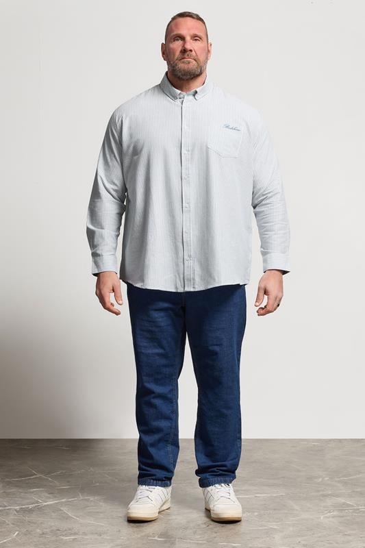 BadRhino Big & Tall Blue Stripe Long Sleeve Oxford Shirt | BadRhino 4
