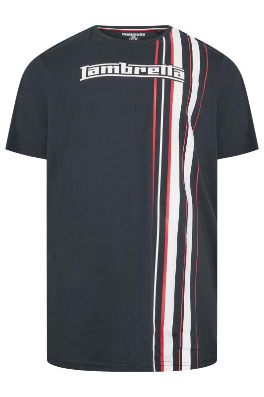 LAMBRETTA Big & Tall Navy Blue Stripe T-Shirt | BadRhino 2