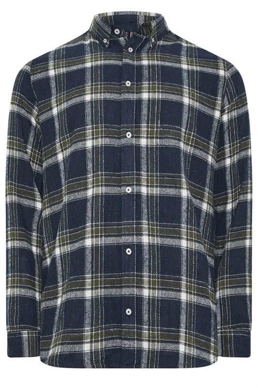 BadRhino Big & Tall Navy Blue & Green Brushed Checked Shirt 6