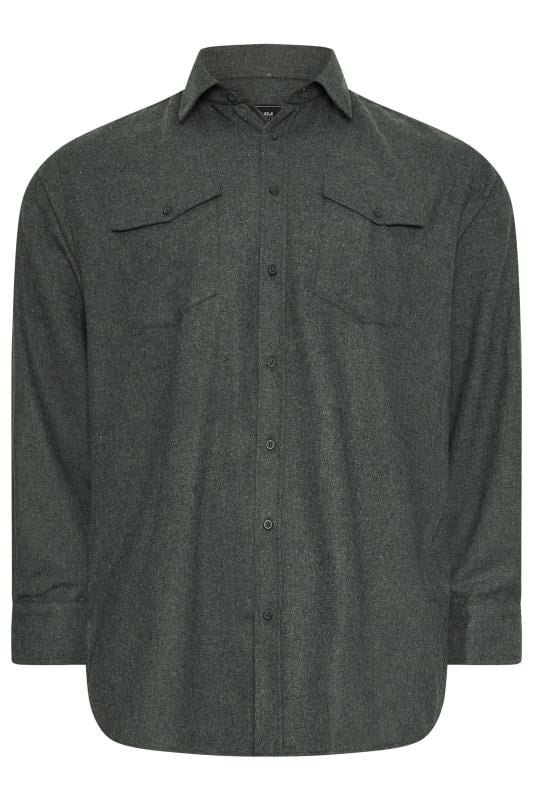 KAM Big & Tall Charcoal Herringbone Flannel Shirt | BadRhino 3