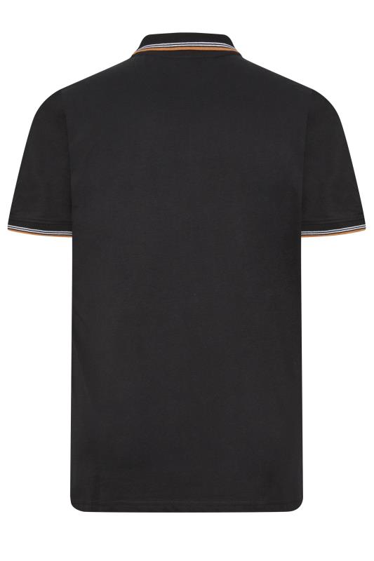 KAM Big & Tall Black Quarter Zip Polo Shirt | BadRhino 4