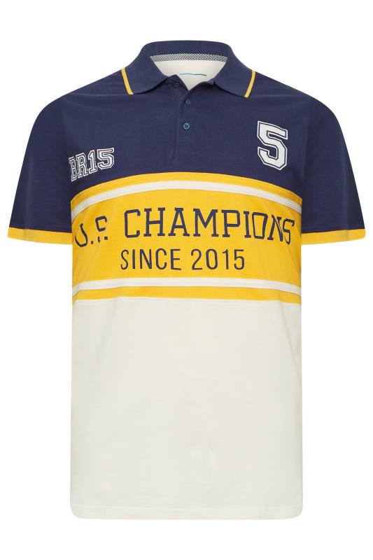 BadRhino Big & Tall Navy Blue & Yellow BR15 Champions Polo Shirt | BadRhino