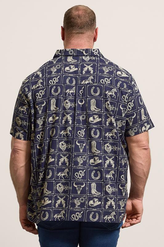 BadRhino Big & Tall Navy Blue Country Print Shirt | BadRhino 2