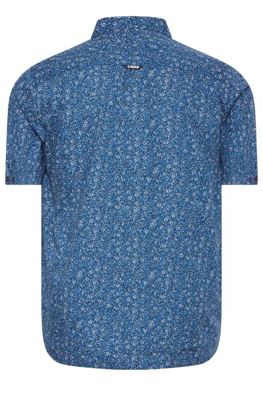 D555 Big & Tall Blue Micro Print Short Sleeve Shirt | BadRhino 4
