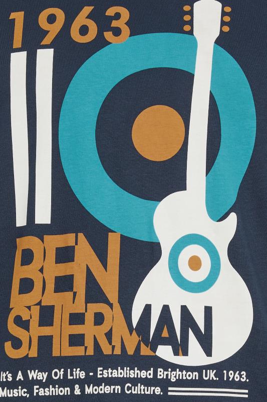 BEN SHERMAN Big & Tall Blue Mod Guitar Print T-Shirt | BadRhino 4