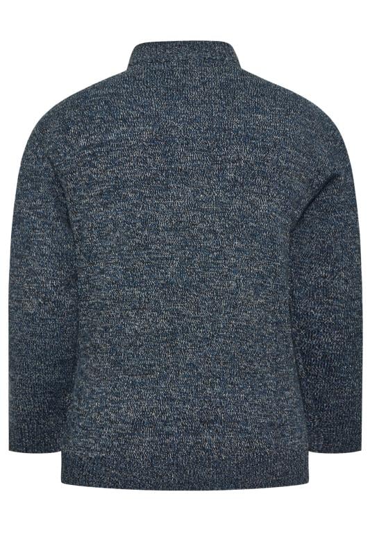 BadRhino Big & Tall Blue Marl Quarter Zip Knitted Jumper | BadRhino 5