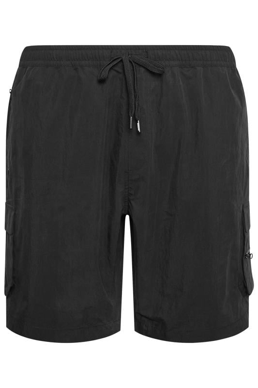 BadRhino Big & Tall Black Crinkle Nylon Cargo Shorts | BadRhino 4