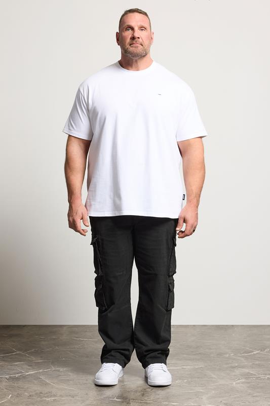 BadRhino Big & Tall Black Acid Wash Double Pocket Cargo Trousers | BadRhino 1