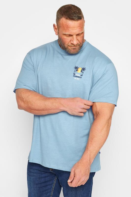 Men's  KAM Big & Tall Light Blue 'Endless Summers' Print T-Shirt