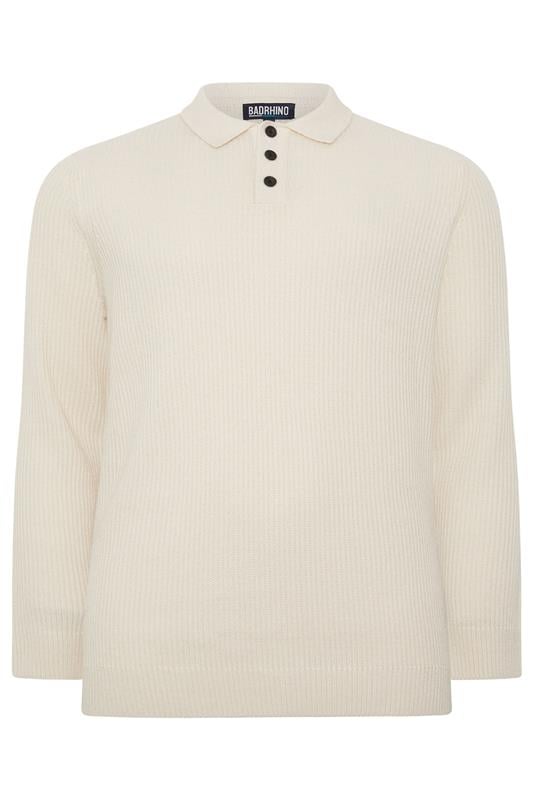 Men's  BadRhino Big & Tall Natural Brown Chunky Knit Collared Jumper