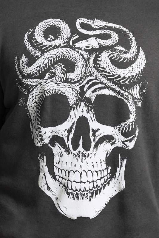 BadRhino Big & Tall Ebony Grey Skull & Snake Graphic Sweatshirt | BadRhino 4