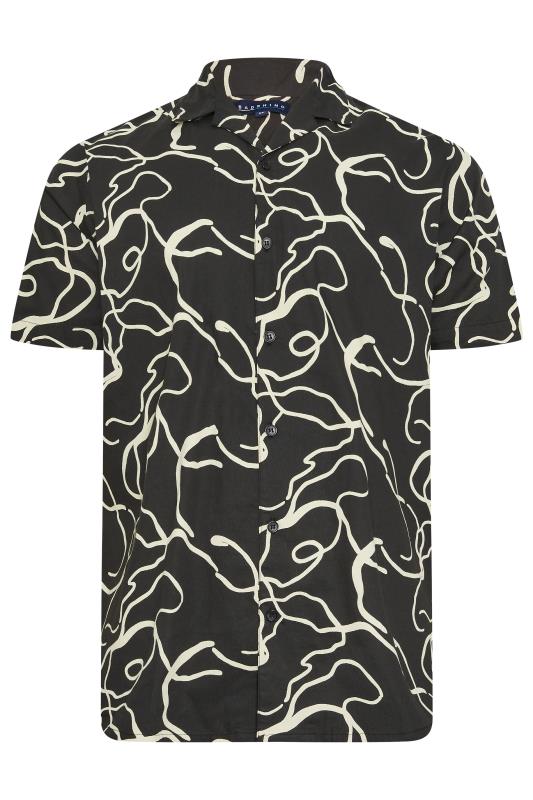BadRhino Big & Tall Black Abstract Print Short Sleeve Shirt | BadRhino 4