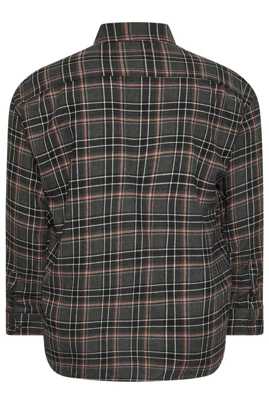 KAM Big & Tall Charcoal & White Checked Premium Flannel Shirt | BadRhino 4