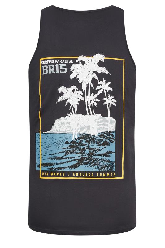 BadRhino Big & Tall Plus Size Mens Charcoal Grey Beach Print Vest Top | BadRhino  5