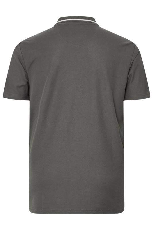 FIRETRAP Big & Tall Dark Grey Tape Detail Polo Shirt | BadRhino 4