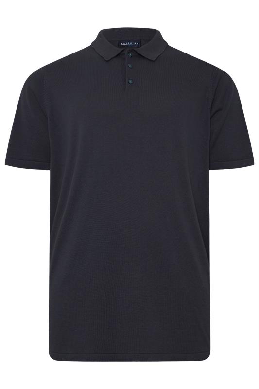 BadRhino Big & Tall Navy Blue Knitted Short Sleeve Polo Shirt | BadRhino 3