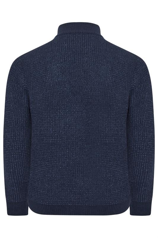 BadRhino Big & Tall Navy Blue Chenille Quarter Zip Jumper | BadRhino 4