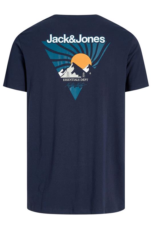 JACK & JONES Big & Tall Navy Blue Crew Neck Graphic T-Shirt | BadRhino 2