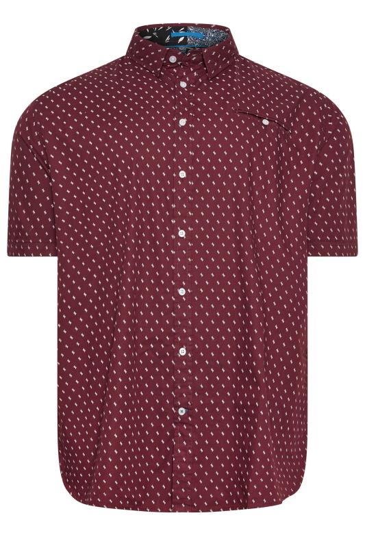 Men's  D555 Big & Tall Burgundy All Over Print Short Sleeve Shirt