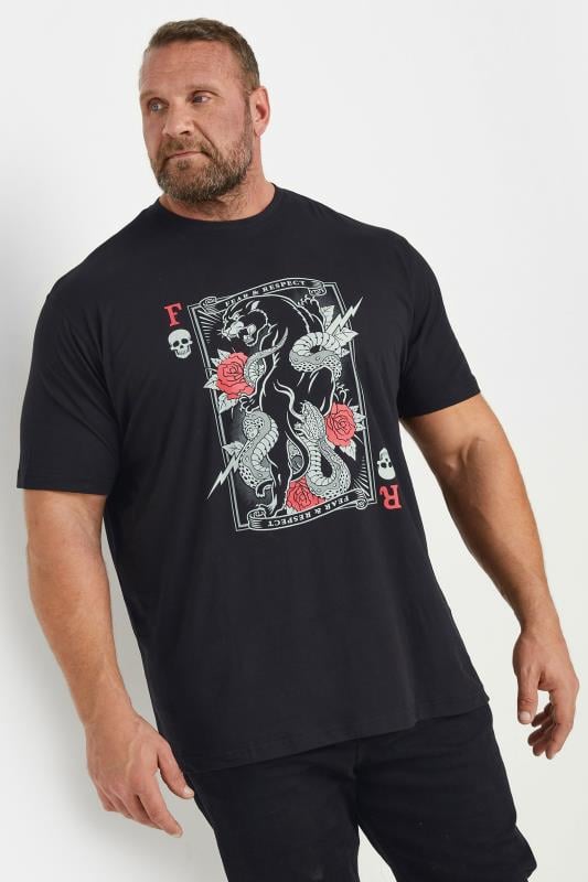 Men's  ESPIONAGE Big & Tall Black 'Fear and Respect' Graphic Print T-Shirt