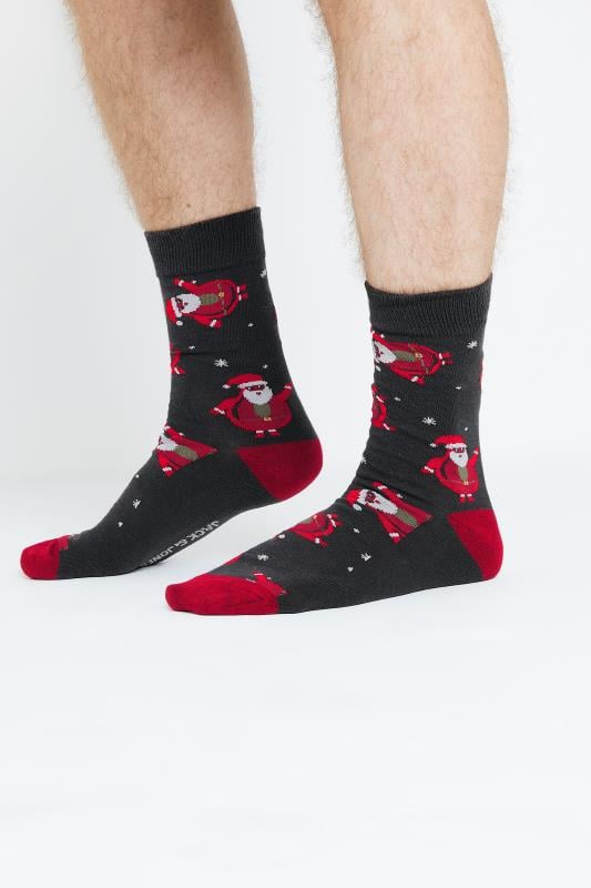 JACK & JONES 3 PACK Blue & Black Christmas Santa Socks | BadRhino 2