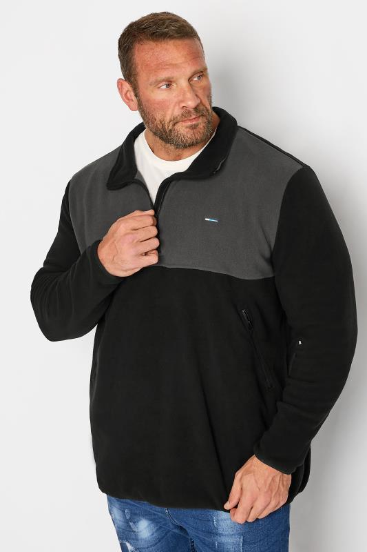 BadRhino Big & Tall Black & Grey Quarter Zip Fleece Sweatshirt | BadRhino 1