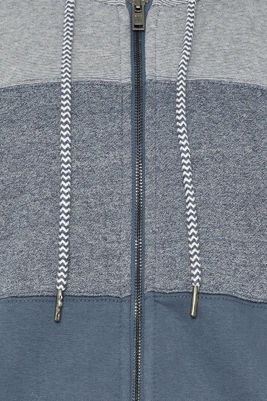 KAM Big & Tall Indigo Blue Marl Stripe Zip Through Hoodie | BadRhino 3