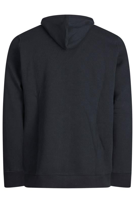 JACK & JONES Big & Tall Black Zip Through Hoodie | BadRhino 2