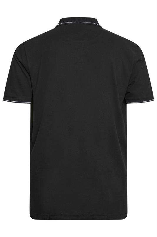 LYLE & SCOTT Big & Tall Black Branded Collar Polo Shirt | BadRhino