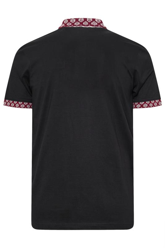 BadRhino Big & Tall Black Jacquard Collar Short Sleeve Polo Shirt | BadRhino 5