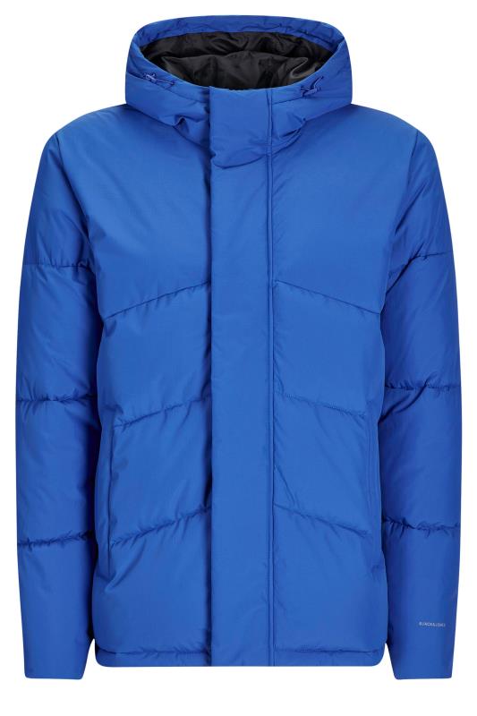 JACK & JONES Big & Tall Bright Blue Hooded Puffer Jacket | BadRhino 2