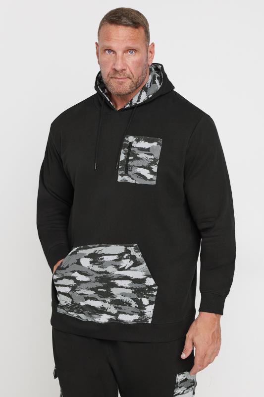 BadRhino Big & Tall Black Camo Print Utility Hoodie | BadRhino 2