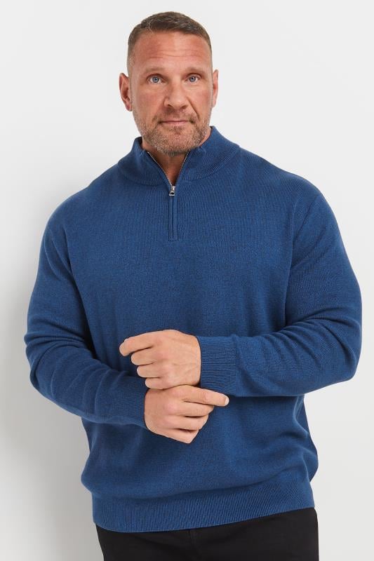 BadRhino Big & Tall Blue Milano Quarter Zip Jumper | BadRhino 2