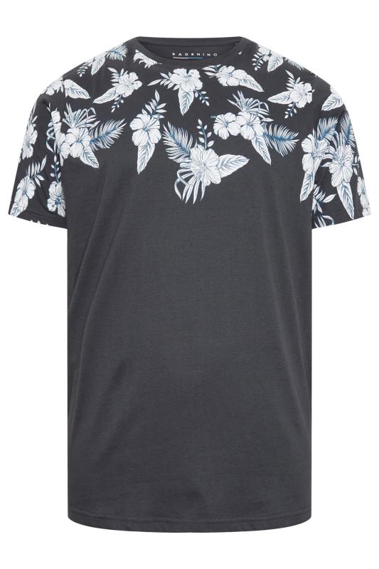 BadRhino Big & Tall Black Floral Border Print Short Sleeve T-Shirt | BadRhino 4