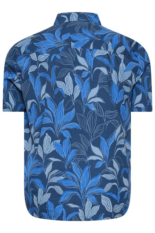 BadRhino Big & Tall Navy Blue Leaf Printed Shirt | BadRhino 6