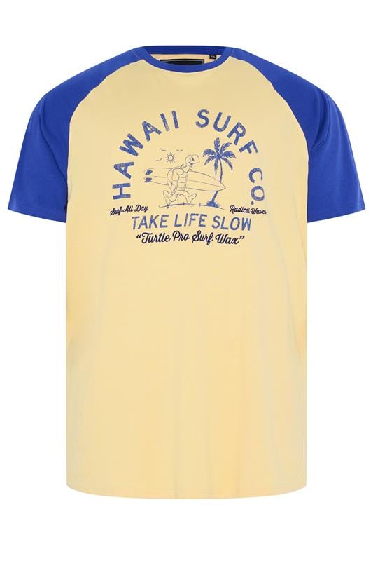  KAM Big & Tall Yellow 'Hawaii Surf' Raglan T-Shirt
