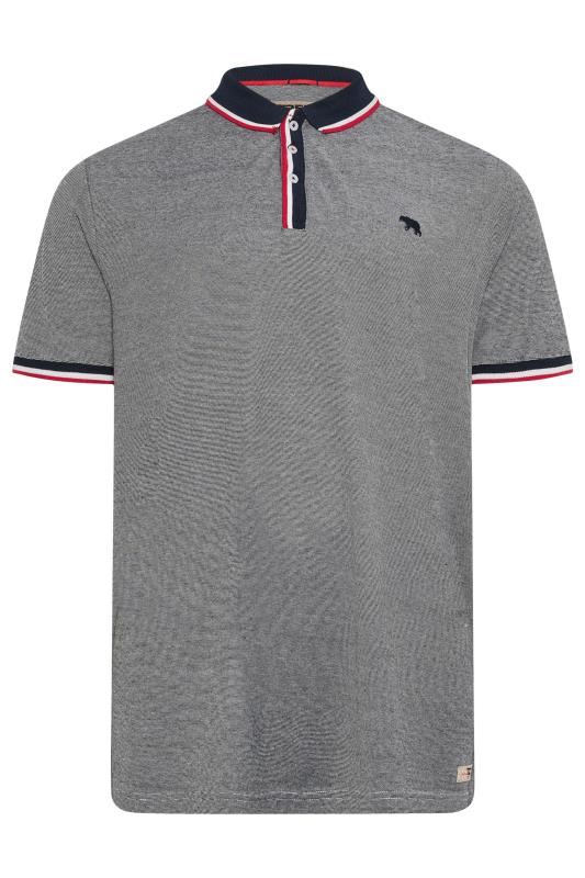 D555 Big & Tall Grey Embroidered Logo Jersey Polo Shirt | BadRhino 3
