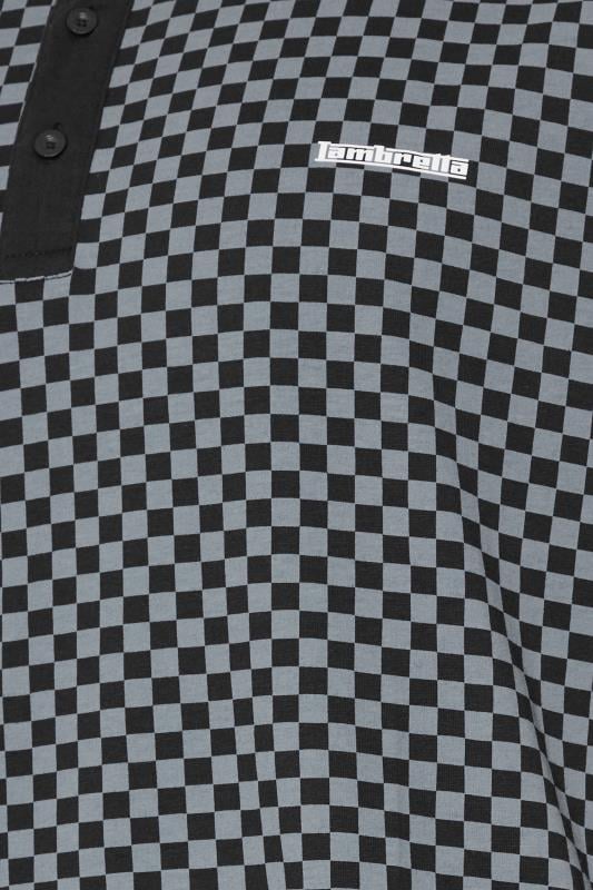 LAMBRETTA Big & Tall Black Two Tone Checker Print Polo Shirt | BadRhino 3