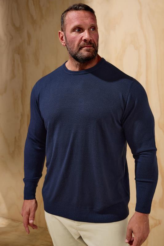 BadRhino Big & Tall Navy Blue Crew Neck Jumper | BadRhino 1