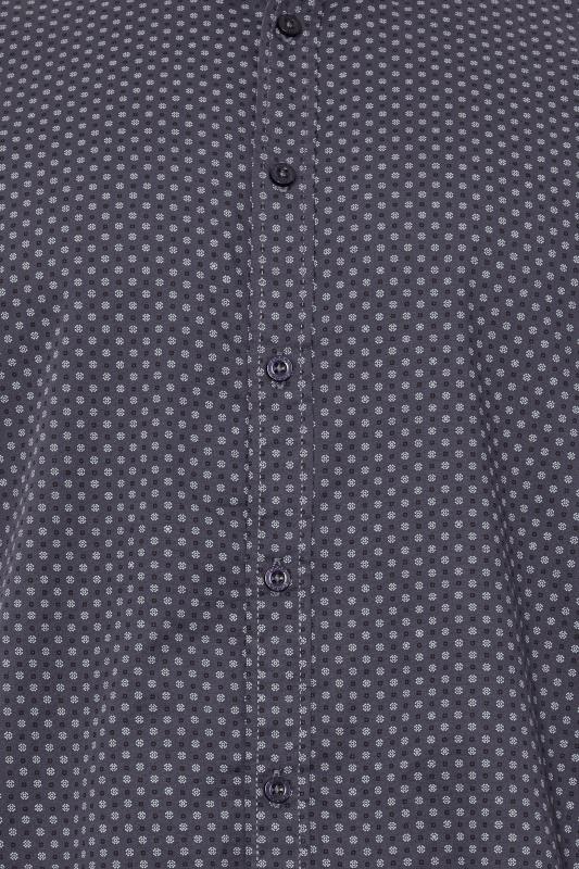 D555 Big & Tall Blue Abstract Spot Print Button Shirt | BadRhino 3