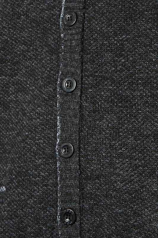 D555 Big & Tall Charcoal Grey Marl Knitted Cardigan | BadRhino 3
